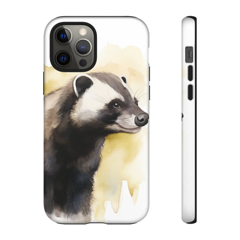 Badger on a Yellow Background - Impact Resistant Phone Case iPhone 12 Pro Matte